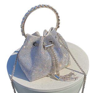 9726 Upgrade Rhinestone Evening Bag Bling Purse Sparkly Diamond Silver